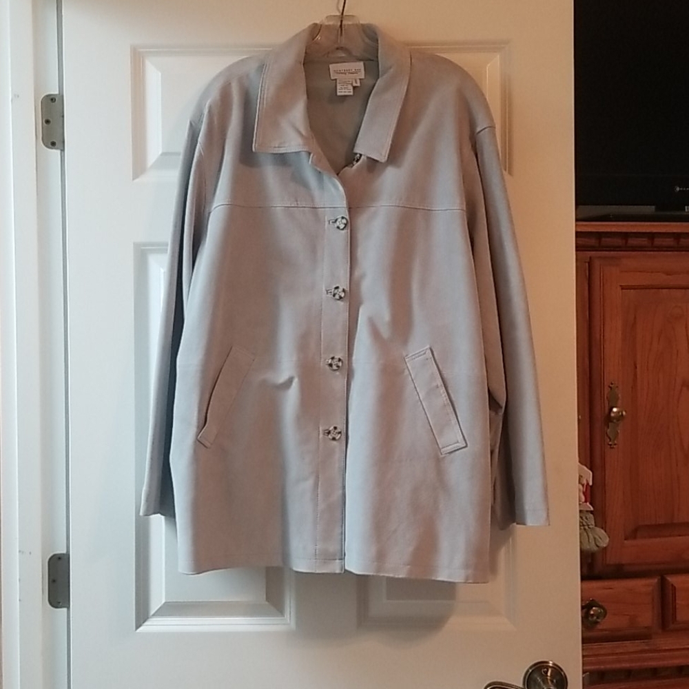 Gray / Green suede leather jacket